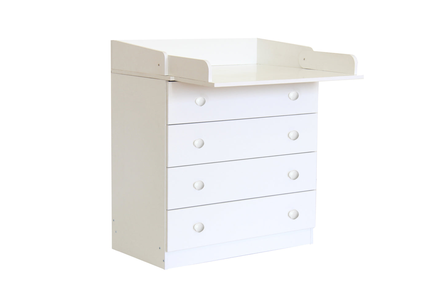 Kidsaw Baby 4 Drawer Unit With Changing Board and Storage - White