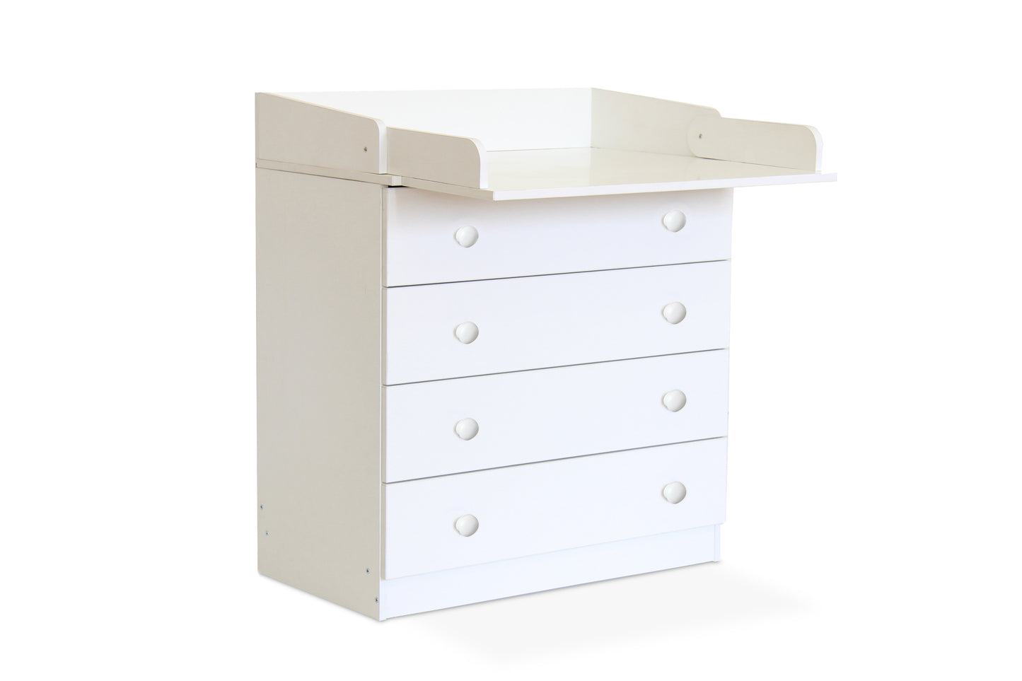 Kidsaw Baby 4 Drawer Unit With Changing Board and Storage - White