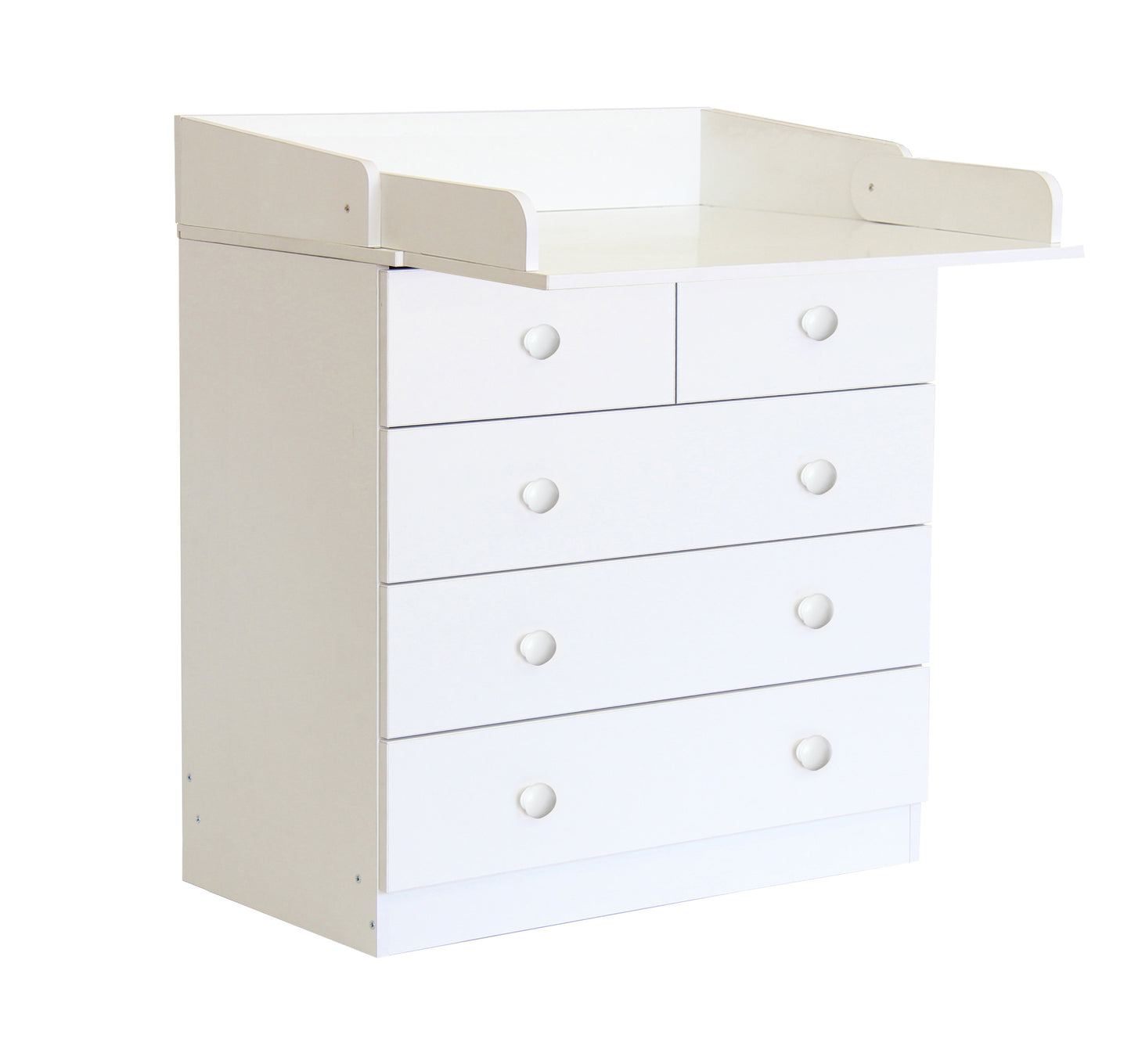 Kidsaw Baby 5 Drawer Unit With Changing Board and Storage - White