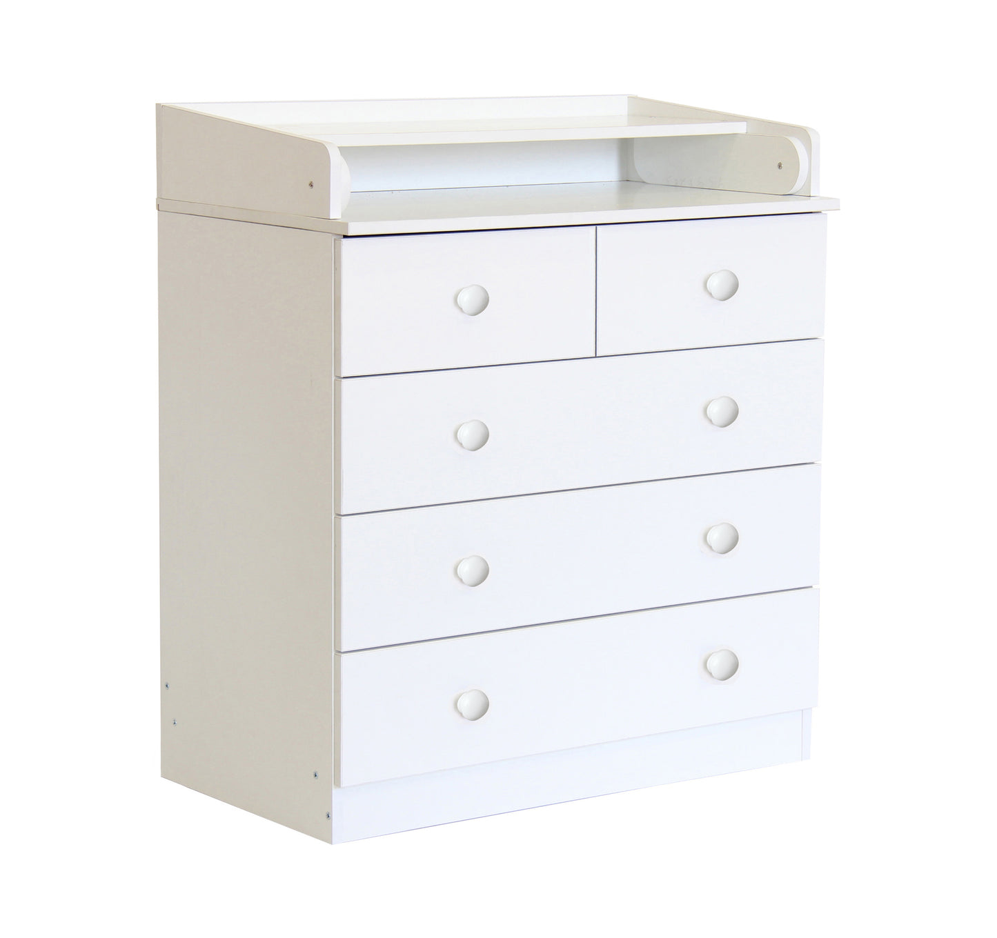 Kidsaw Baby 5 Drawer Unit With Changing Board and Storage - White