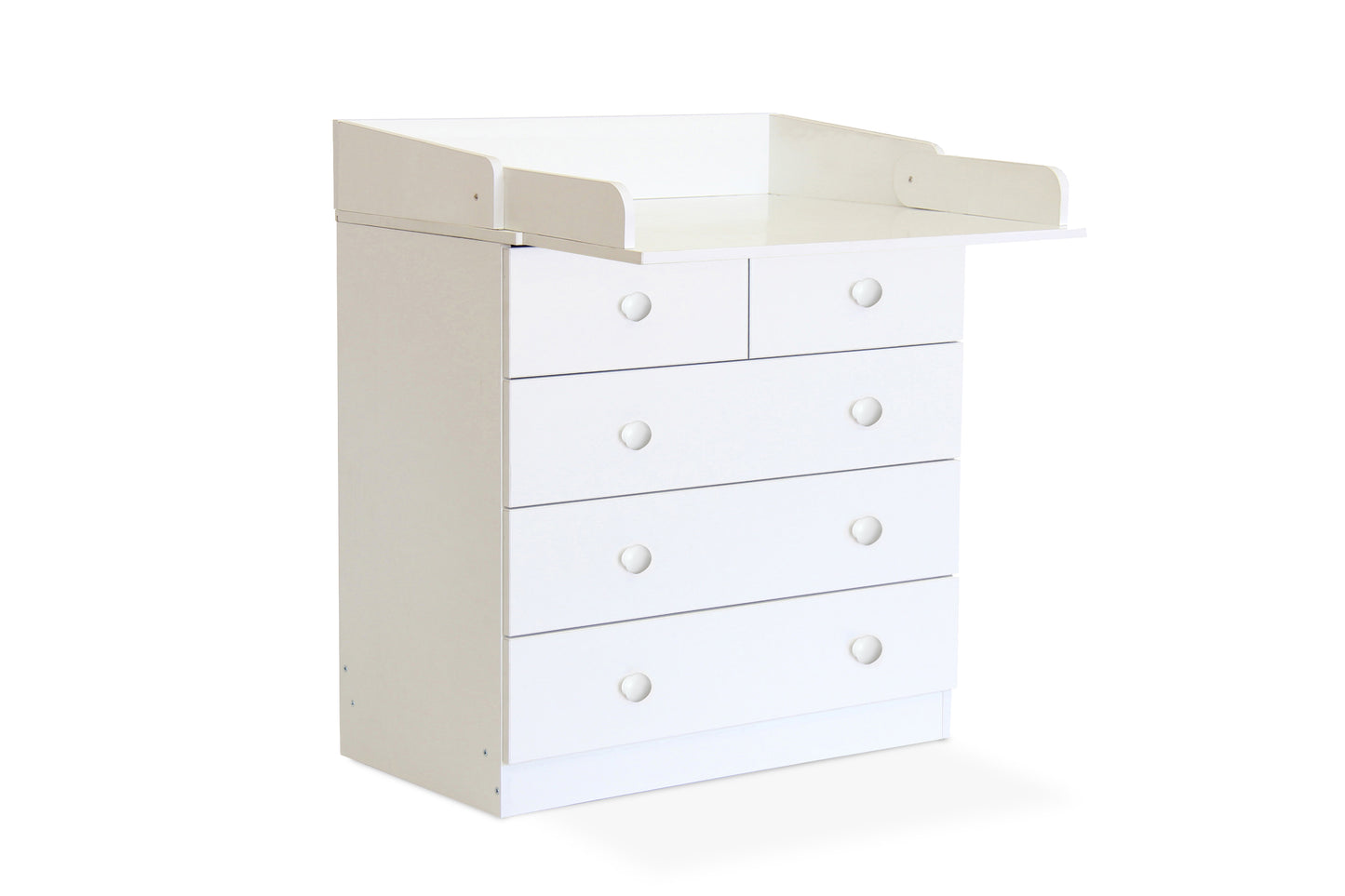 Kidsaw Baby 5 Drawer Unit With Changing Board and Storage - White