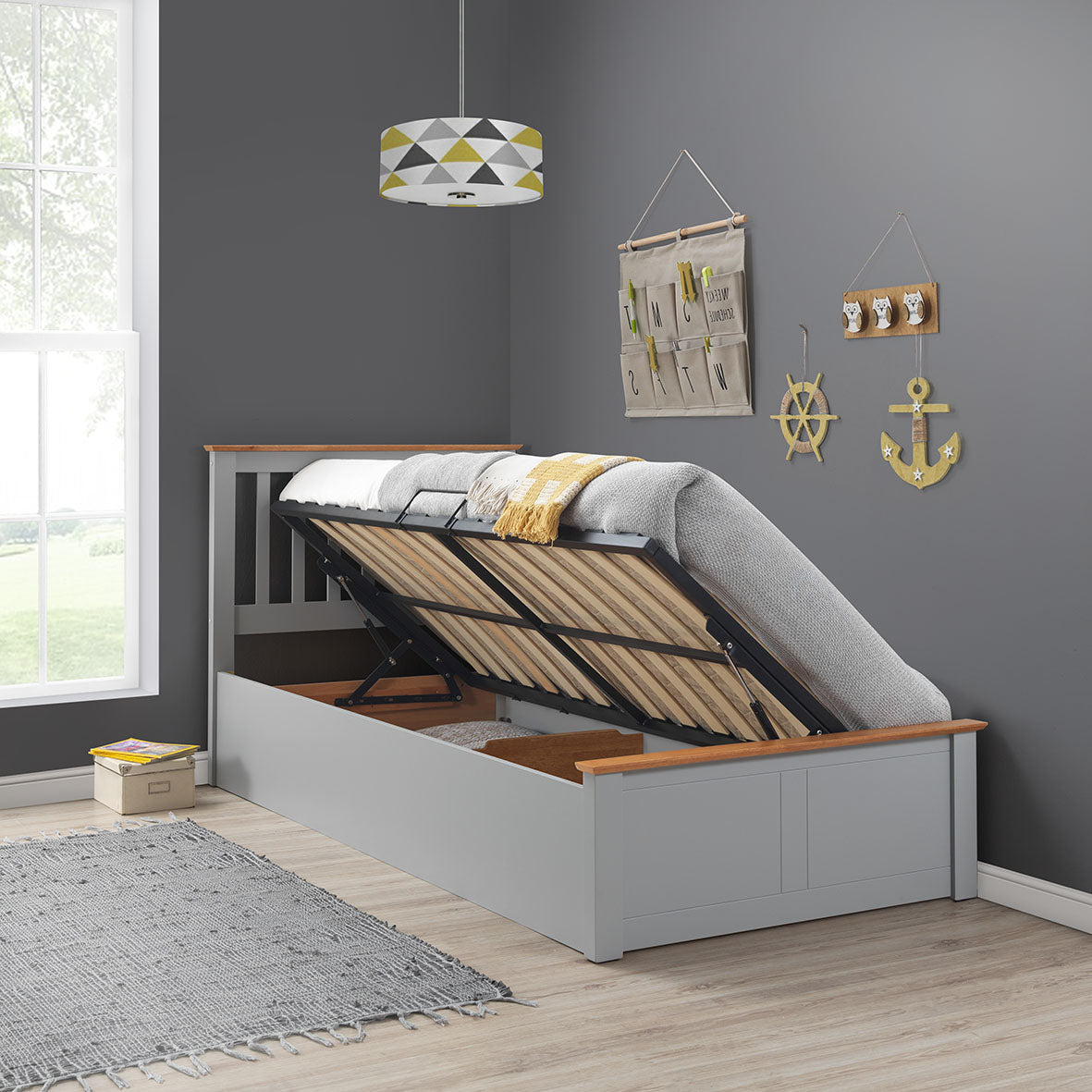 Bedmaster Francis Grey Wooden Ottoman Bed