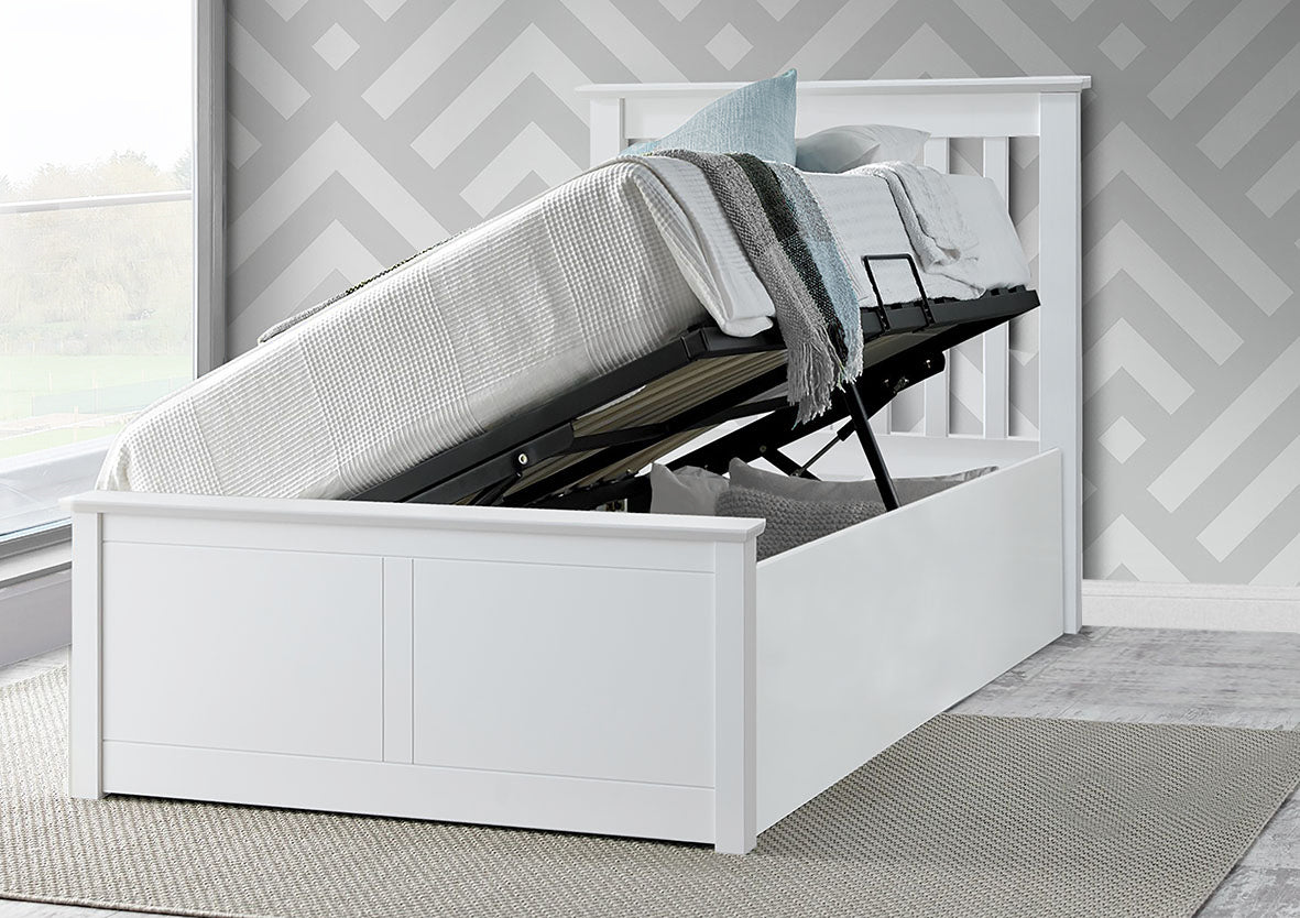 Bedmaster Francis White Wooden Ottoman Bed