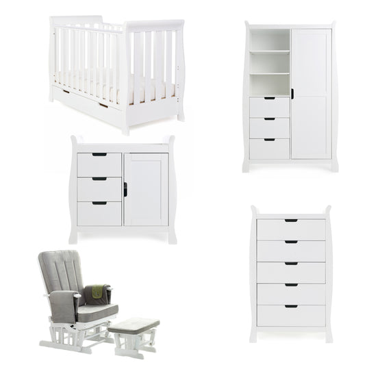Obaby Stamford Mini 5 Piece Room Set - White 120 x 60