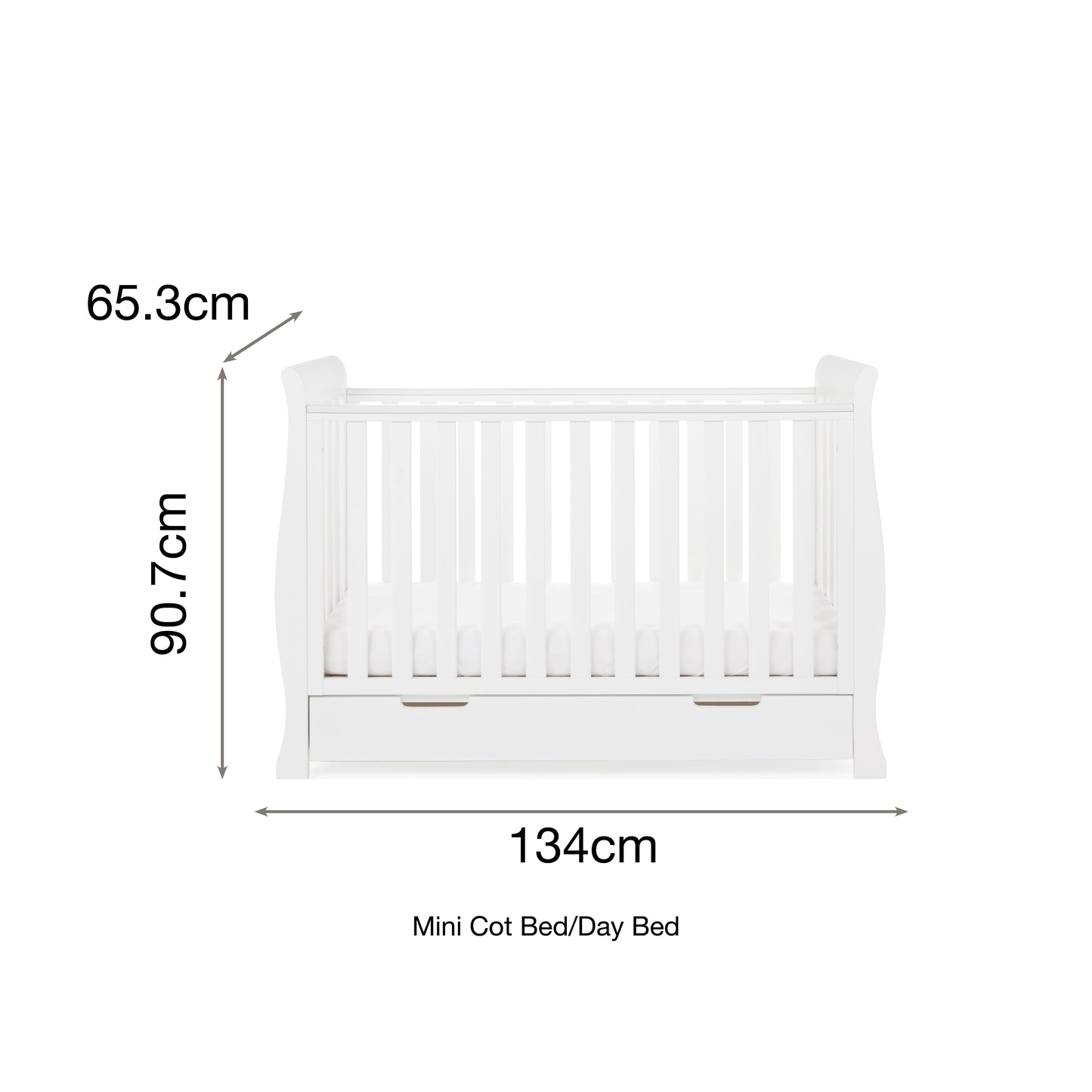 Obaby Stamford Mini Cot Bed - White 120 x 60
