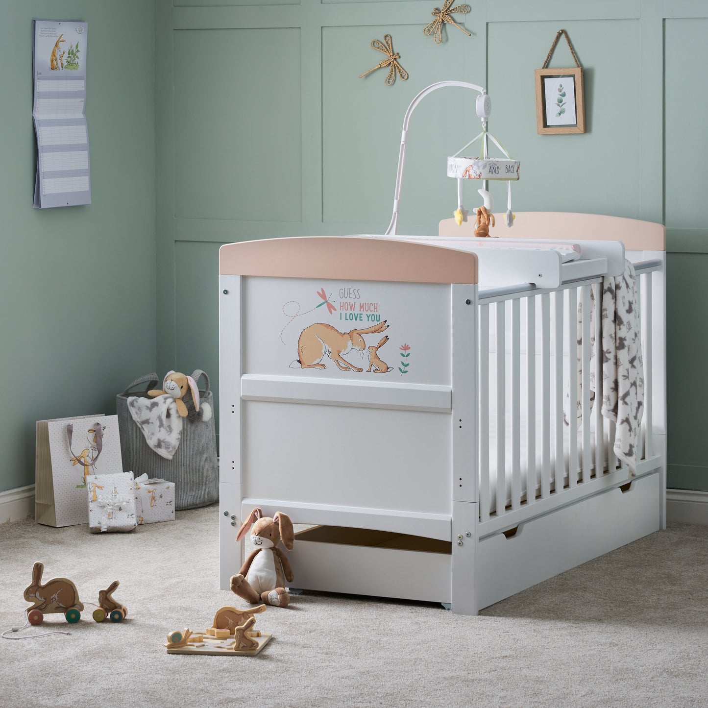 Obaby Grace Inspire Cot Bed - Guess - I Can Hop 140 x 70