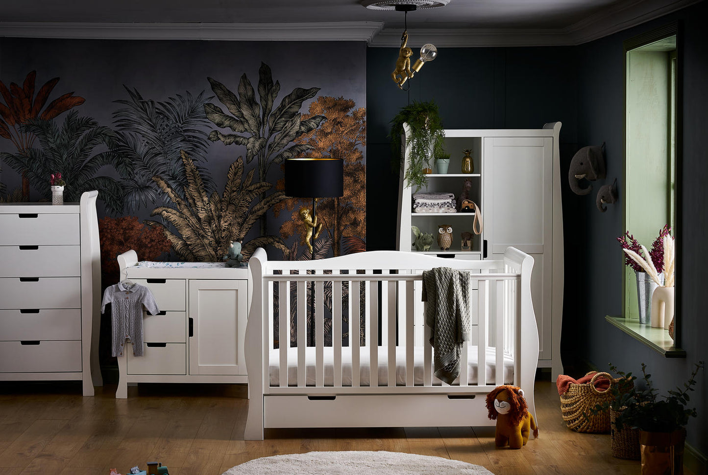 Obaby Stamford Luxe Sleigh 4 Piece Room Set - White 140 x 70