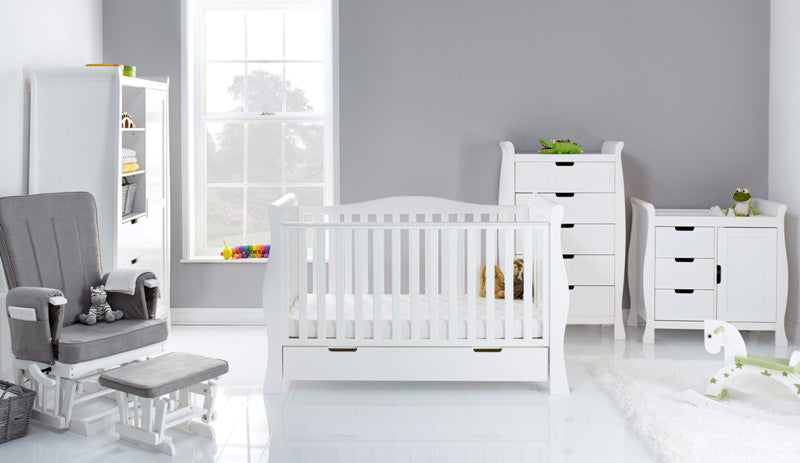 Obaby Stamford Luxe Sleigh 5 Piece Room Set - White 140 x 70