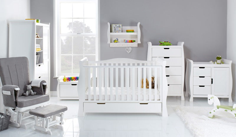 Obaby Stamford Luxe Sleigh 7 Piece Room Set - White 140 x 70