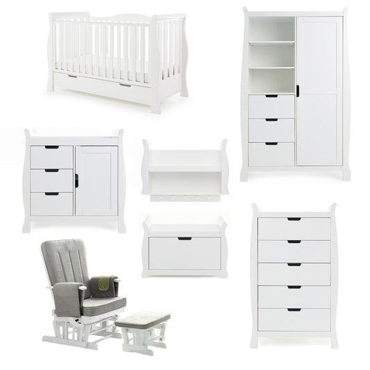 Obaby Stamford Luxe Sleigh 7 Piece Room Set - White 140 x 70