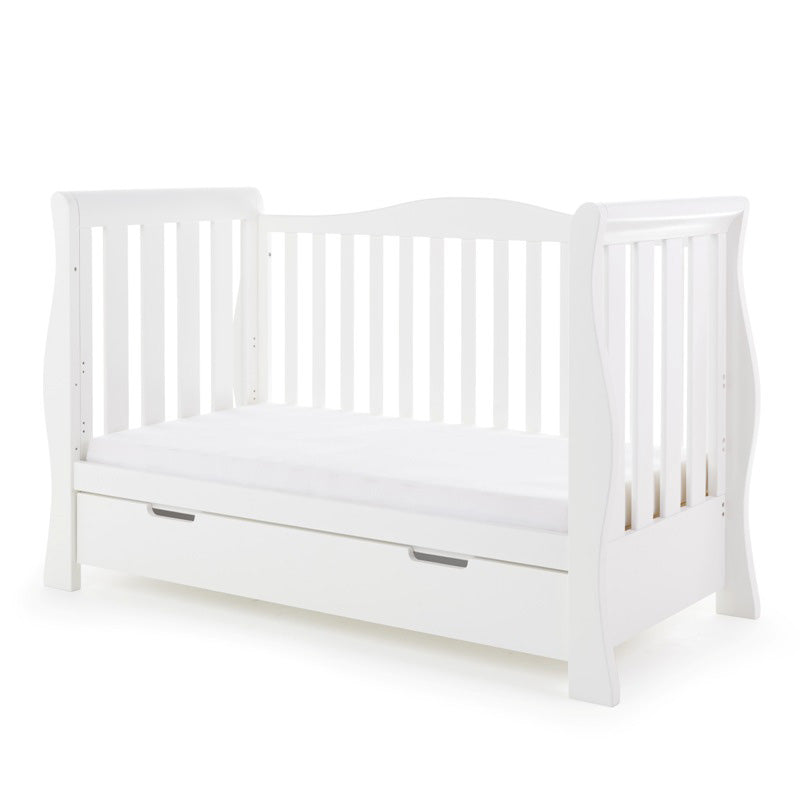 Obaby Stamford Luxe Sleigh Cot Bed - White 140 x 70