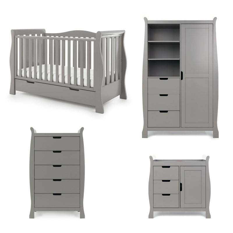 Obaby Stamford Luxe Sleigh 4 Piece Room Set - Taupe Grey 140 x 70