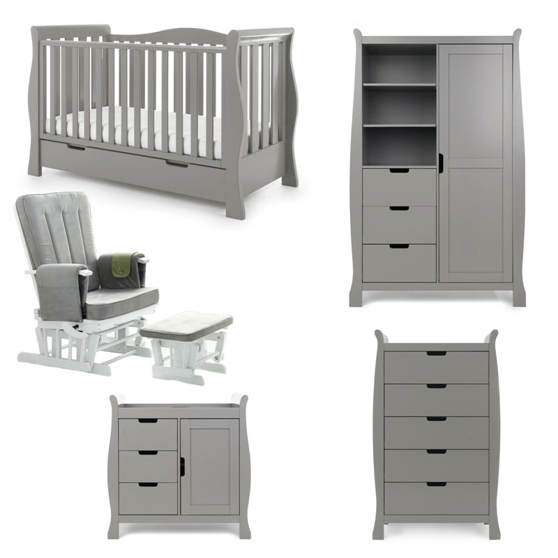 Obaby Stamford Luxe Sleigh 5 Piece Room Set - Taupe Grey 140 x 70