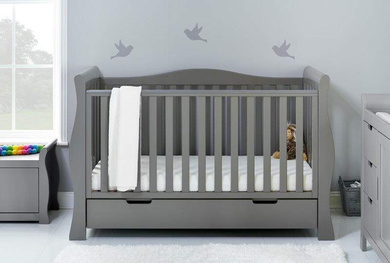 Obaby Stamford Luxe Sleigh Cot Bed - Taupe Grey 140 x 70