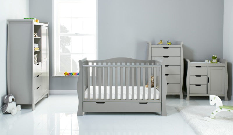 Obaby Stamford Luxe Sleigh 4 Piece Room Set - Warm Grey 140 x 70
