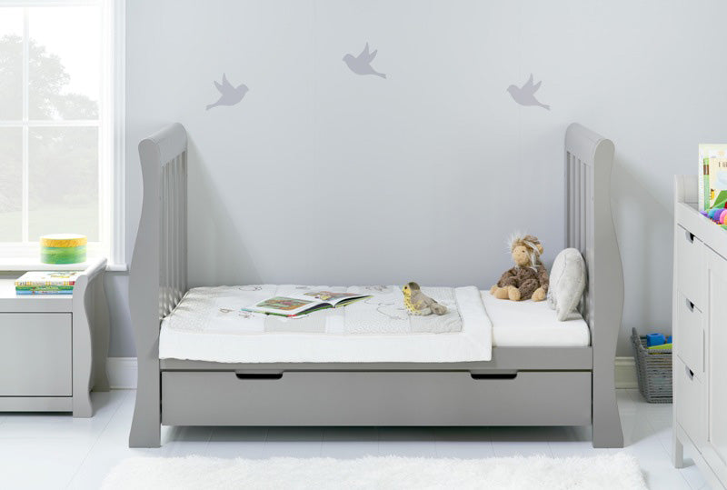 Obaby Stamford Luxe Sleigh 4 Piece Room Set - Warm Grey 140 x 70