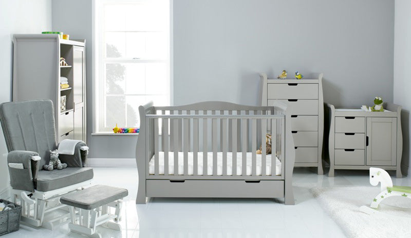 Obaby Stamford Luxe Sleigh 5 Piece Room Set - Warm Grey 140 x 70