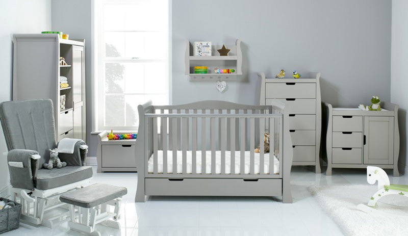 Obaby Stamford Luxe Sleigh 7 Piece Room Set - Warm Grey 140 x 70