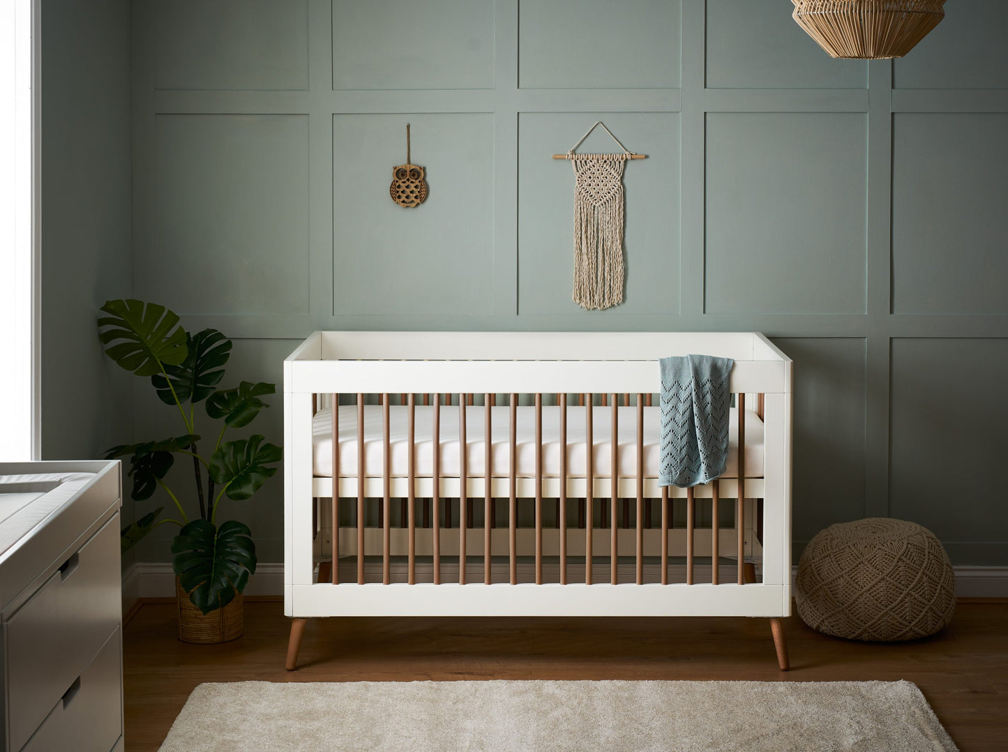 Obaby Maya Cot Bed - White with Natural 140 x 70