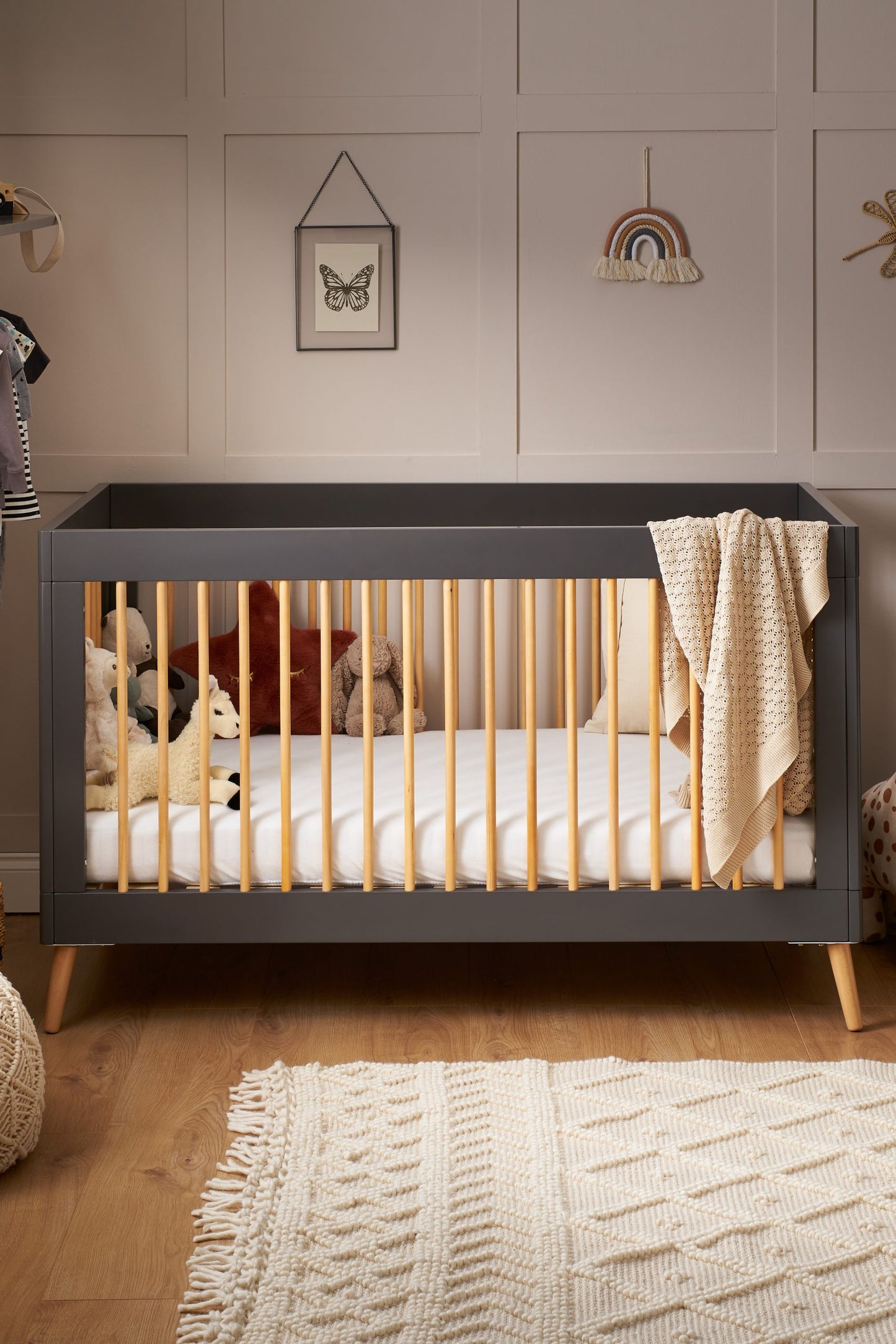 Obaby Maya 3 Piece Room Set - Slate with Natural 140 x 70