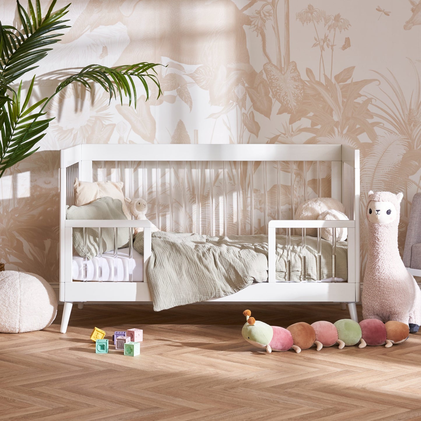 Obaby Maya Cot Bed - White with Acrylic 140 x 70