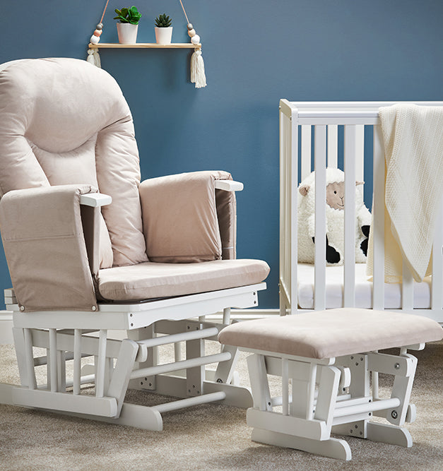 Obaby Reclining Glider Chair and Stool - Sand