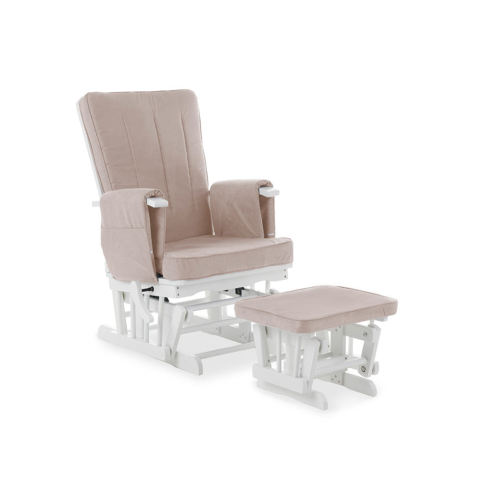 Obaby Deluxe Reclining Glider Chair & Stool - Sand