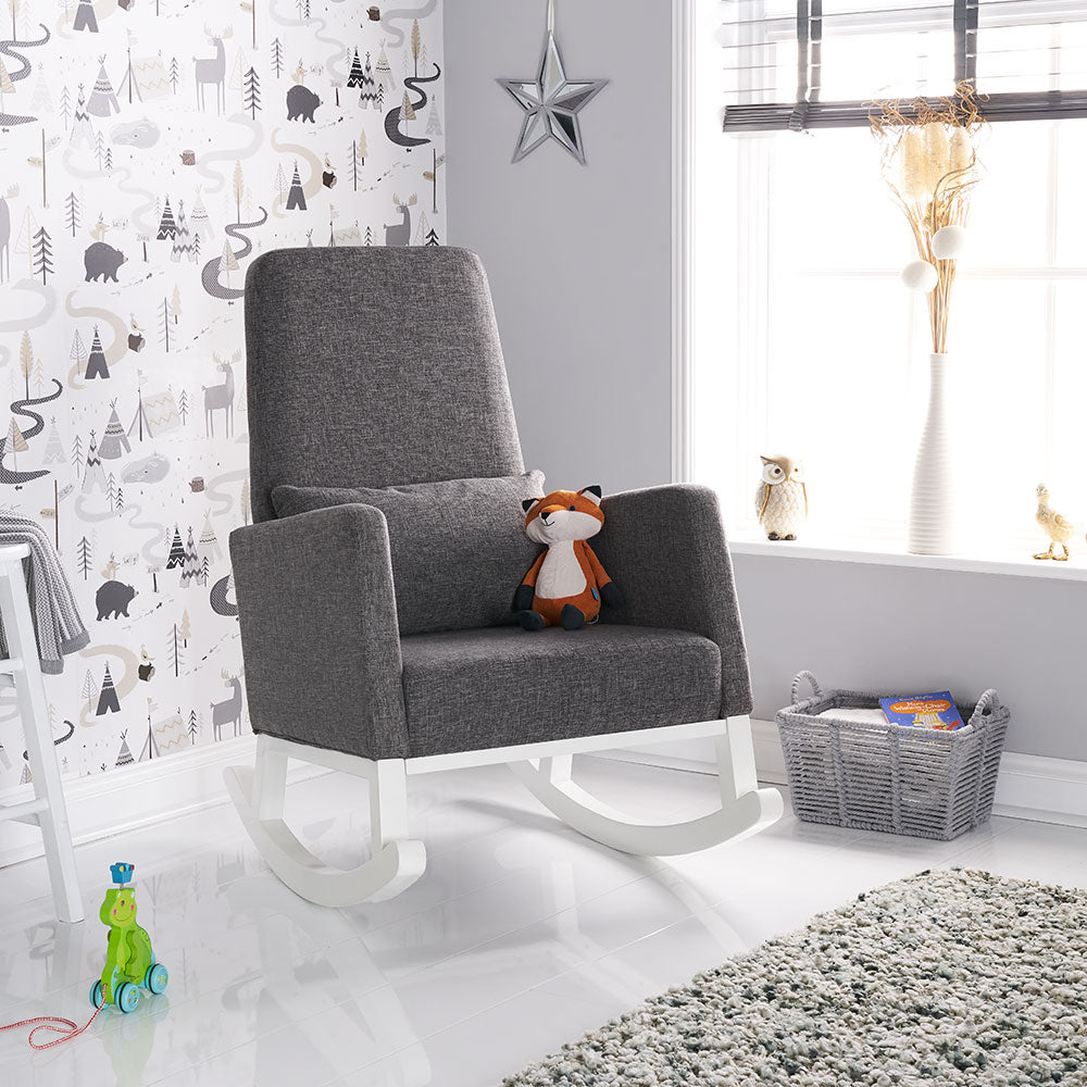Obaby High Back Rocking Chair - Silver/Stone