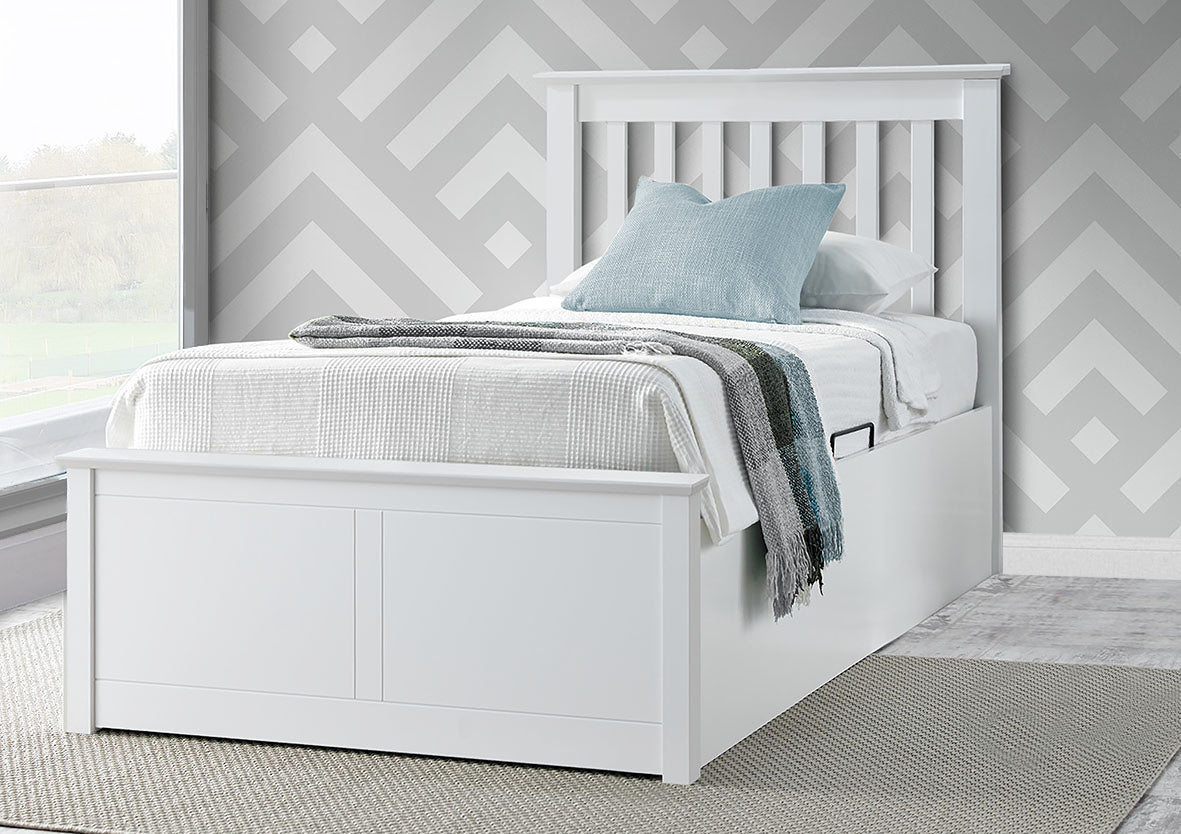 Bedmaster Francis White Wooden Ottoman Bed