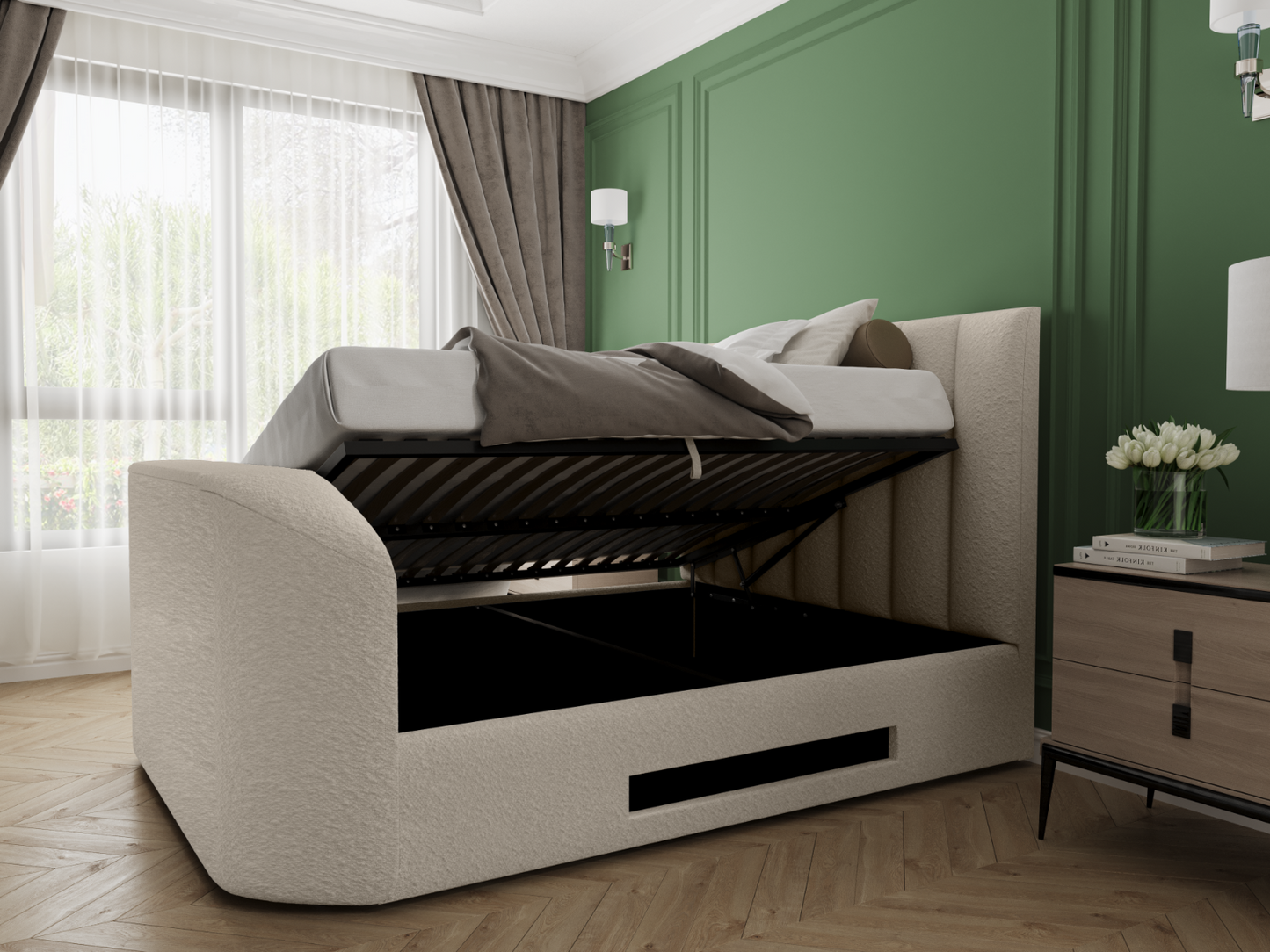 Flair Megane Boucle Side Lift TV Ottoman Bed