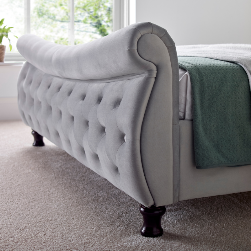 Bedmaster Oxford Velvet Chesterfield Sleigh Bed
