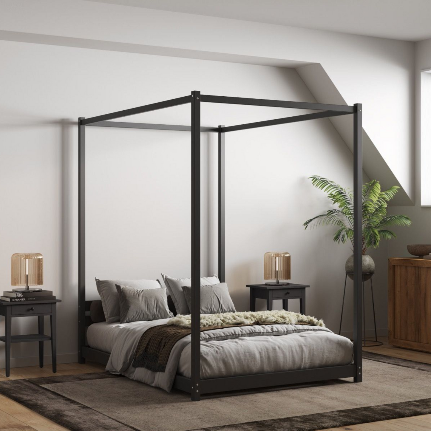 Flair Zara Four Poster Wooden Bed Frame Double