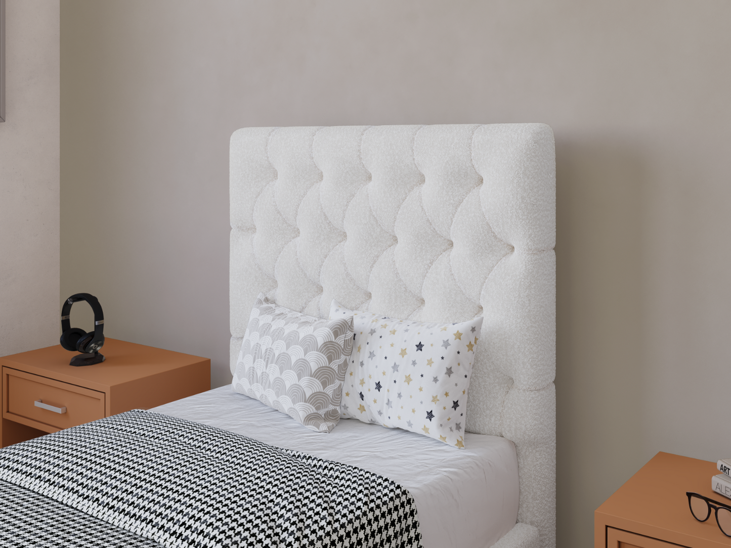 Flair Milan Boucle Single Ottoman Bed Cream