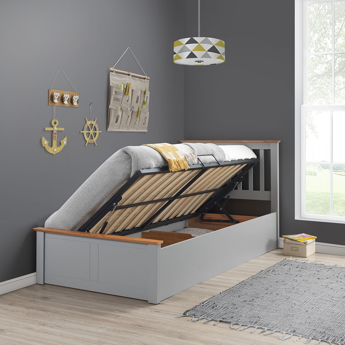 Bedmaster Francis Grey Wooden Ottoman Bed