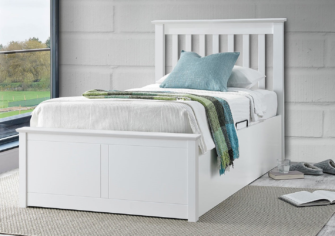 Bedmaster Francis White Wooden Ottoman Bed