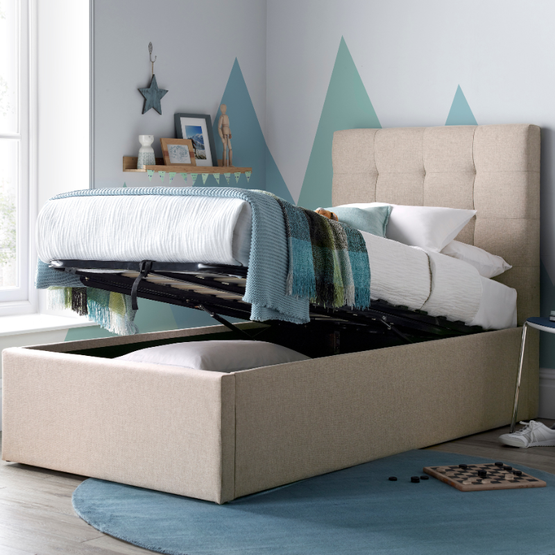 Bedmaster Candy Oatmeal Fabric Ottoman Bed