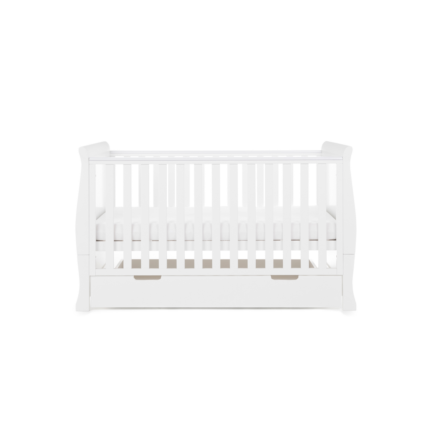 Obaby Stamford Classic Sleigh 3 Piece Room Set + Glider Chair - White 140 x 70