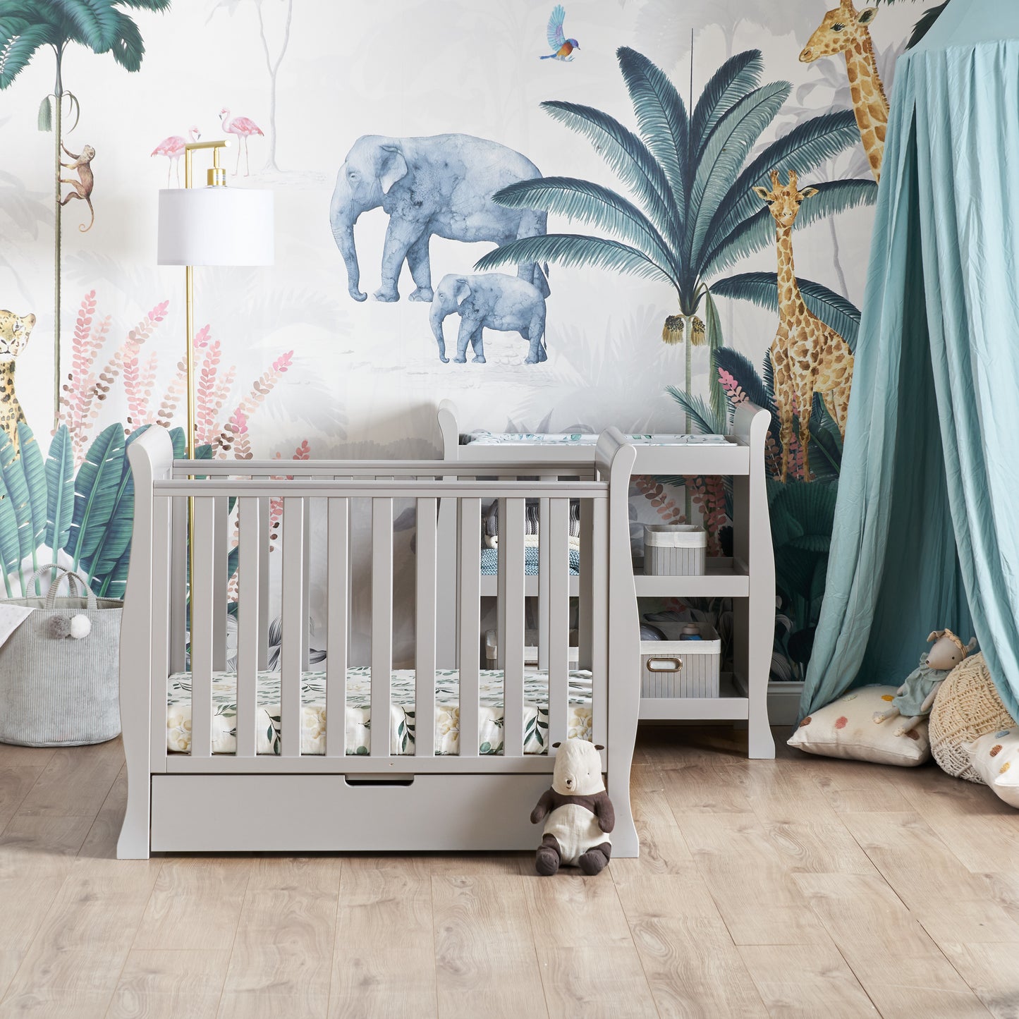 Obaby Stamford Space Saver 2 Piece Room Set - Warm Grey 100 x 50