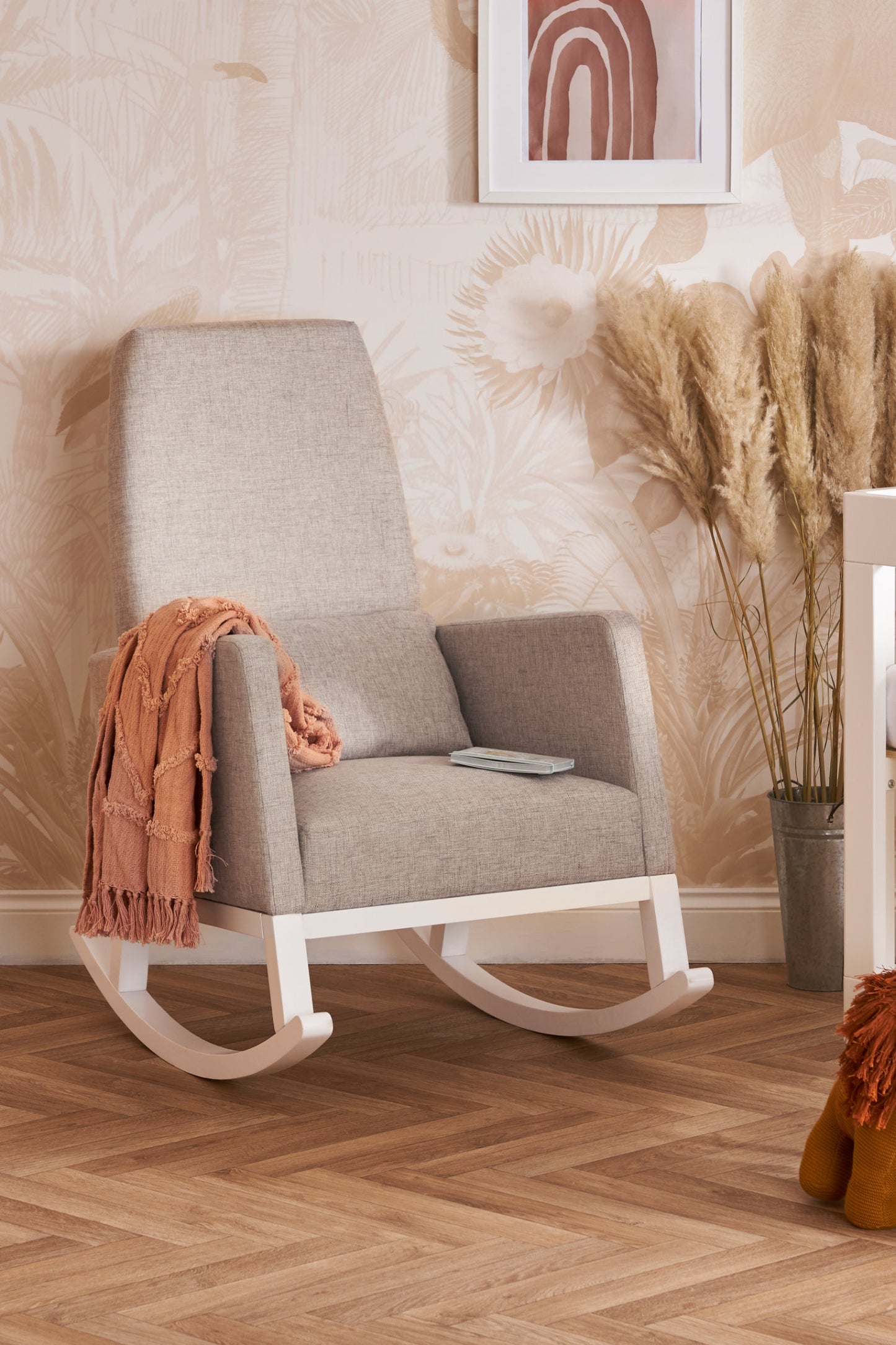 Obaby High Back Rocking Chair - Silver/Stone