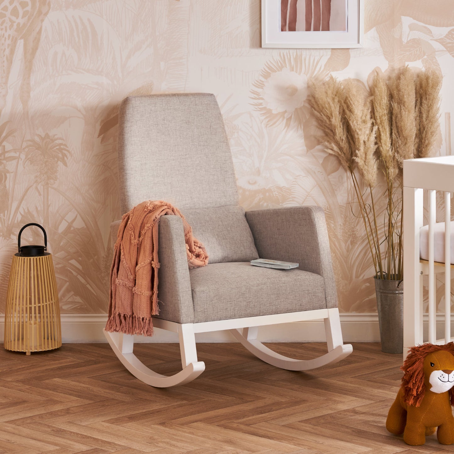 Obaby High Back Rocking Chair - Silver/Stone