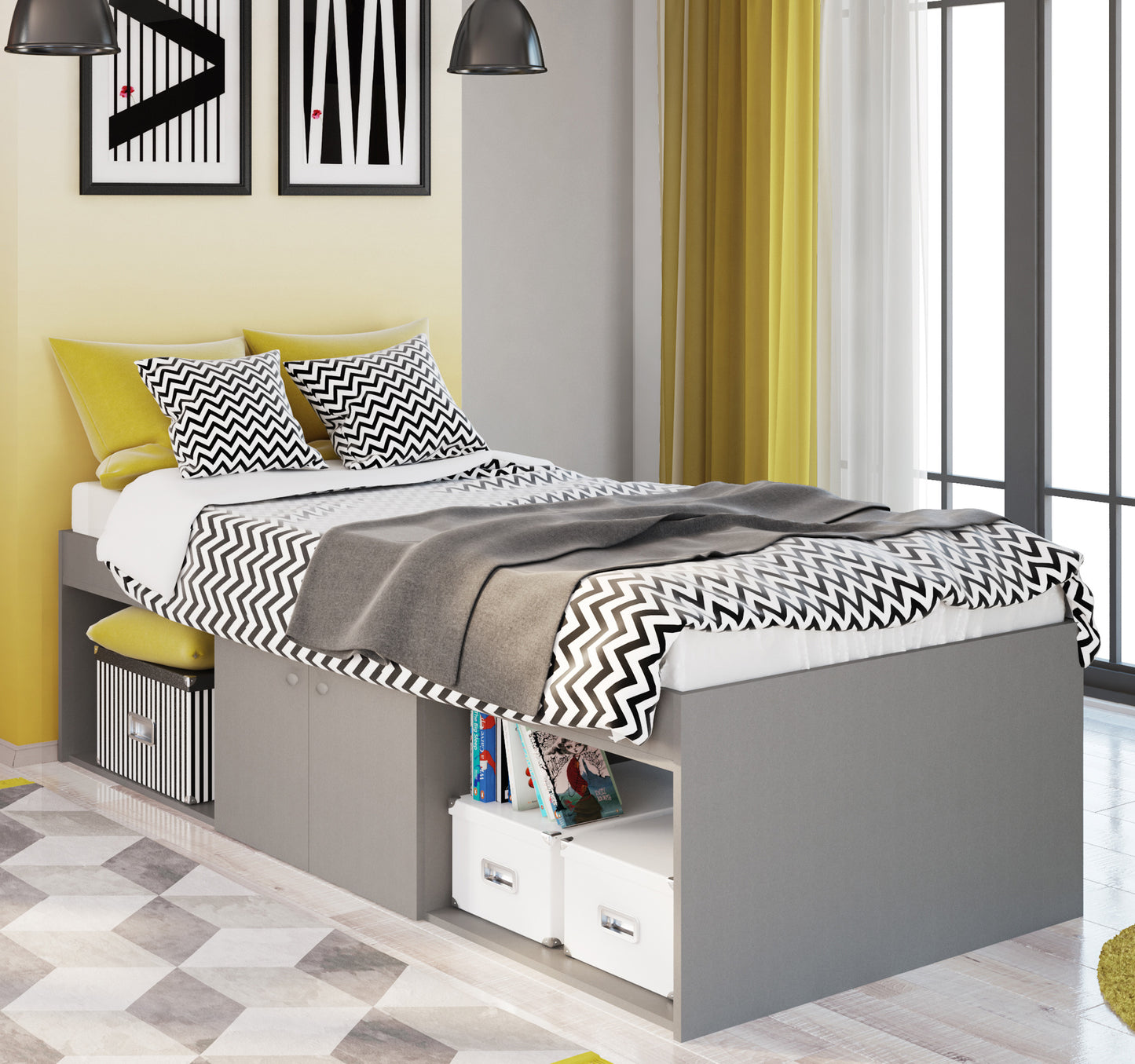 Kidsaw Low Single Cabin Bed - Grey