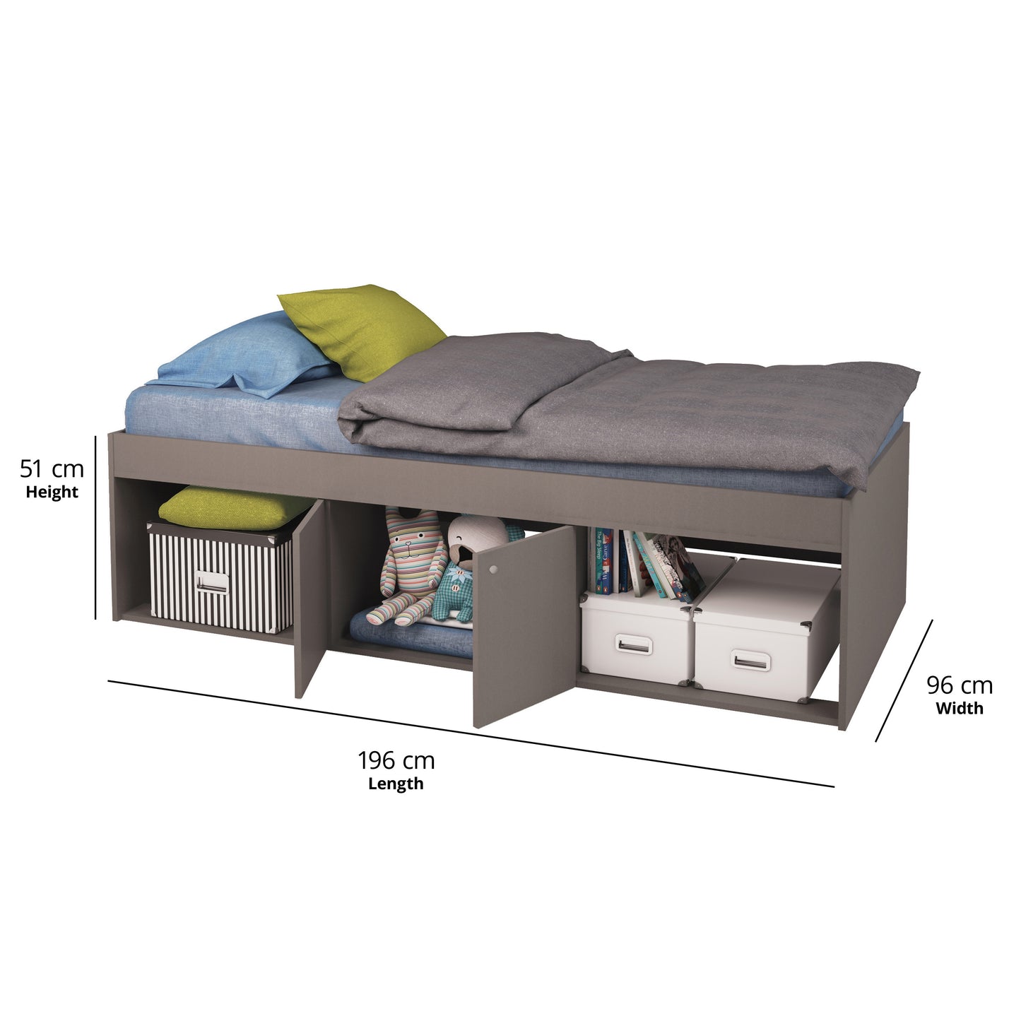 Kidsaw Low Single Cabin Bed - Grey