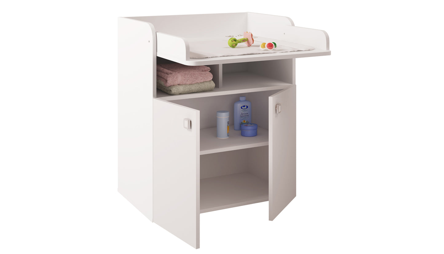 Kidsaw Baby Changing Board Cupboard with Storage - White