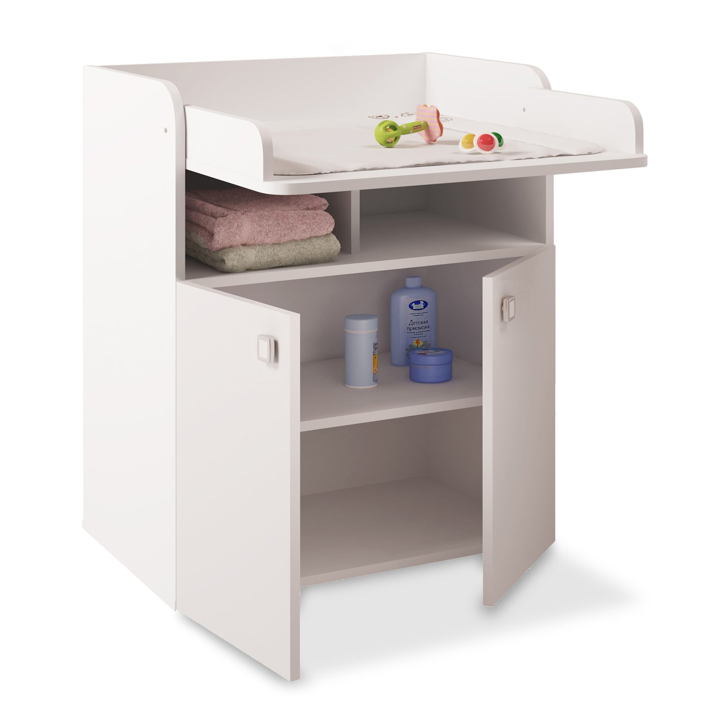 Kidsaw Baby Changing Board Cupboard with Storage - White