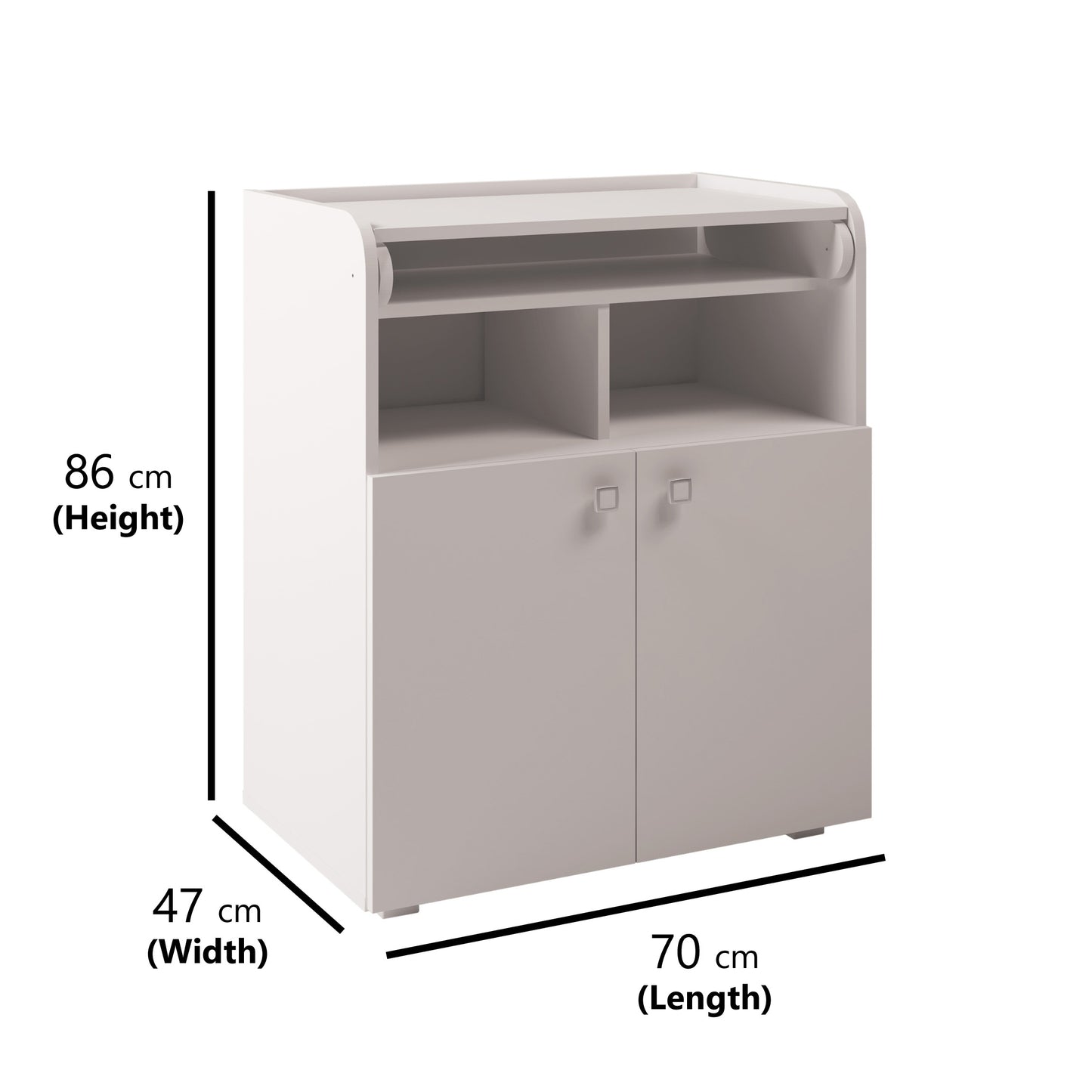 Kidsaw Baby Changing Board Cupboard with Storage - White