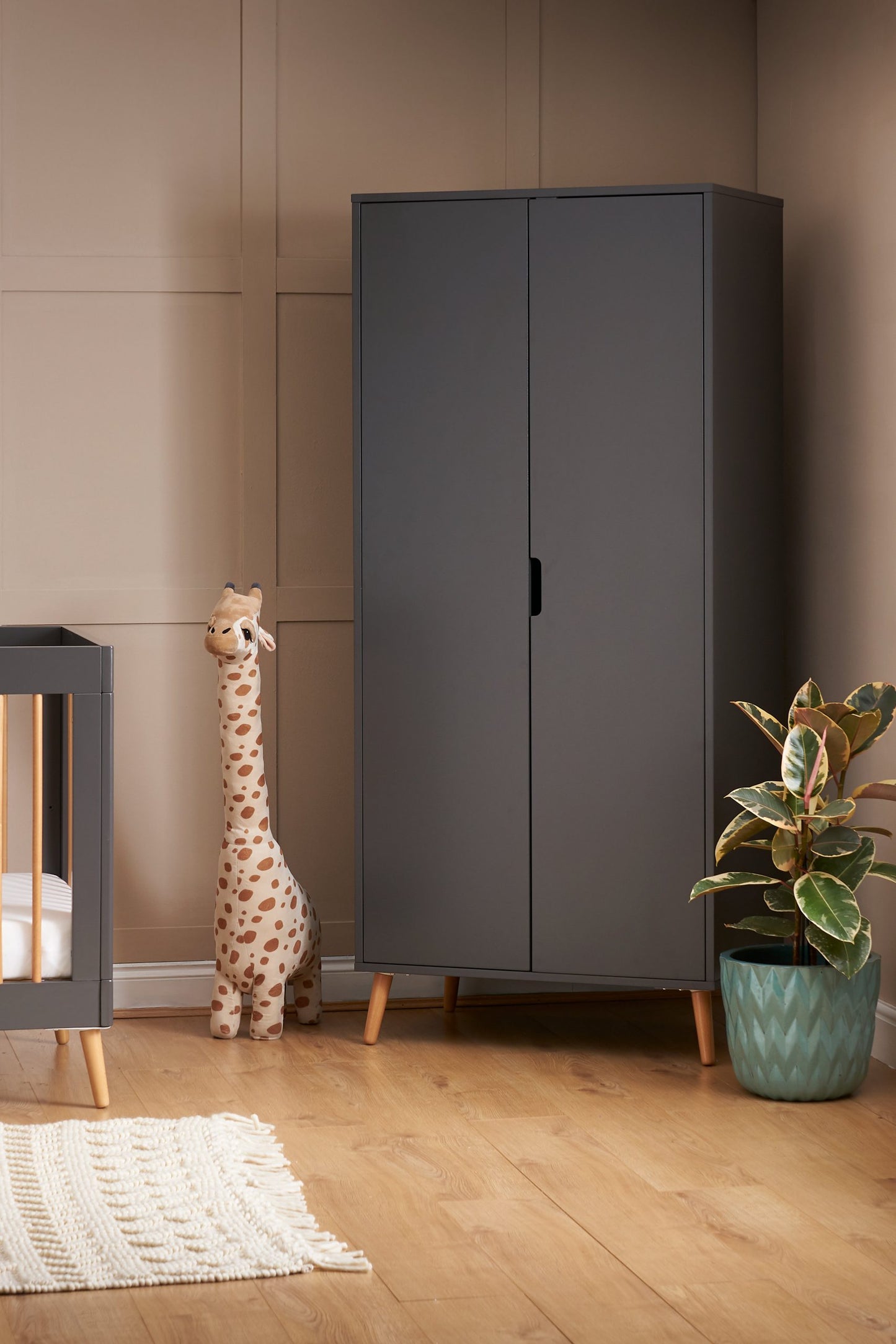 Obaby Maya Double Wardrobe - Slate with Natural