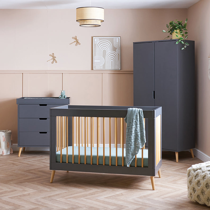 Obaby Maya Mini 3 Piece Room Set - Slate with Natural 120 x 60