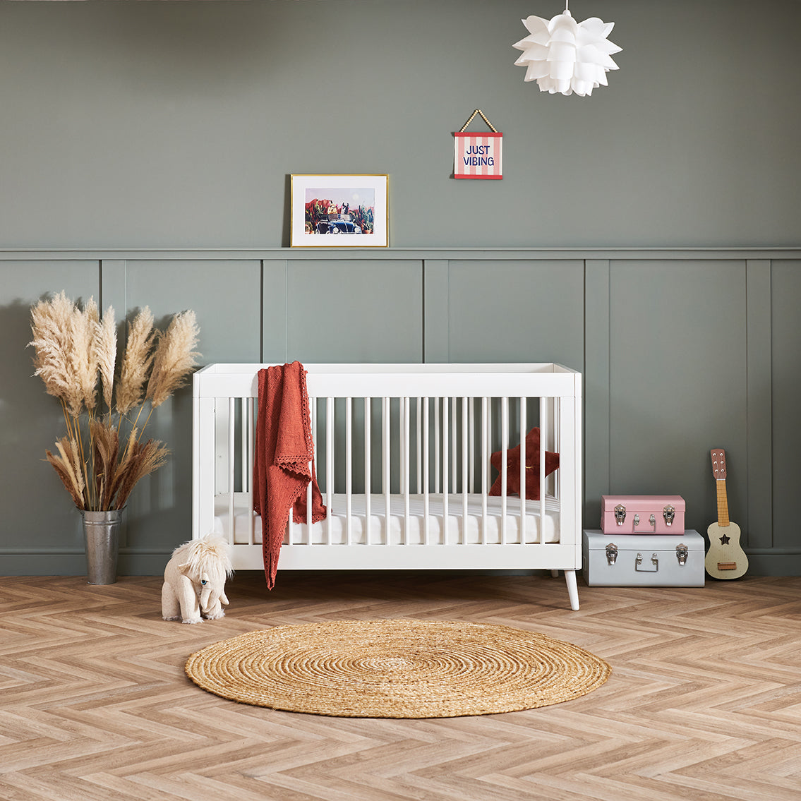 Obaby Maya Cot Bed - Nordic White 140 x 70