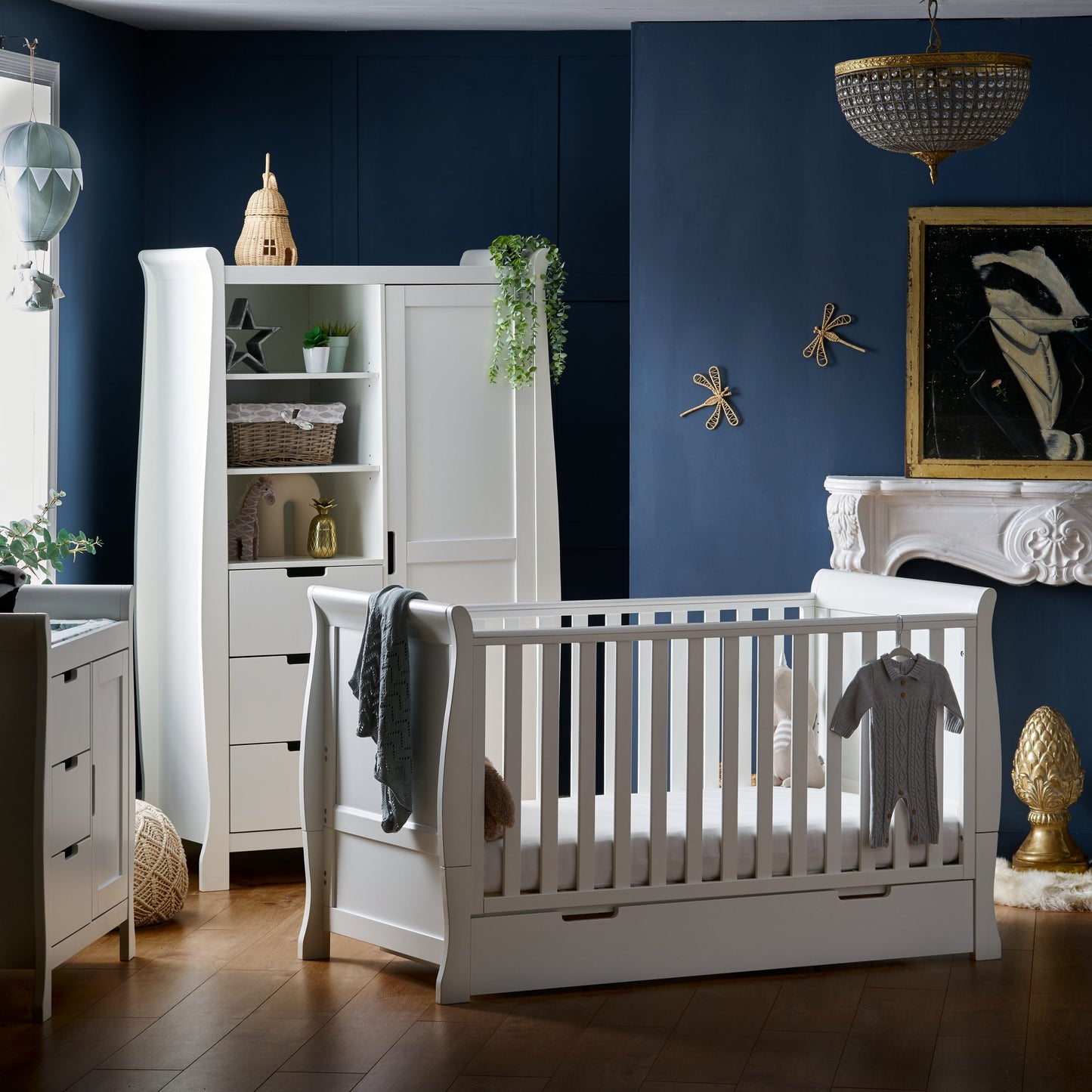 Obaby Stamford Classic Sleigh 3 Piece Room Set - White 140 x 70