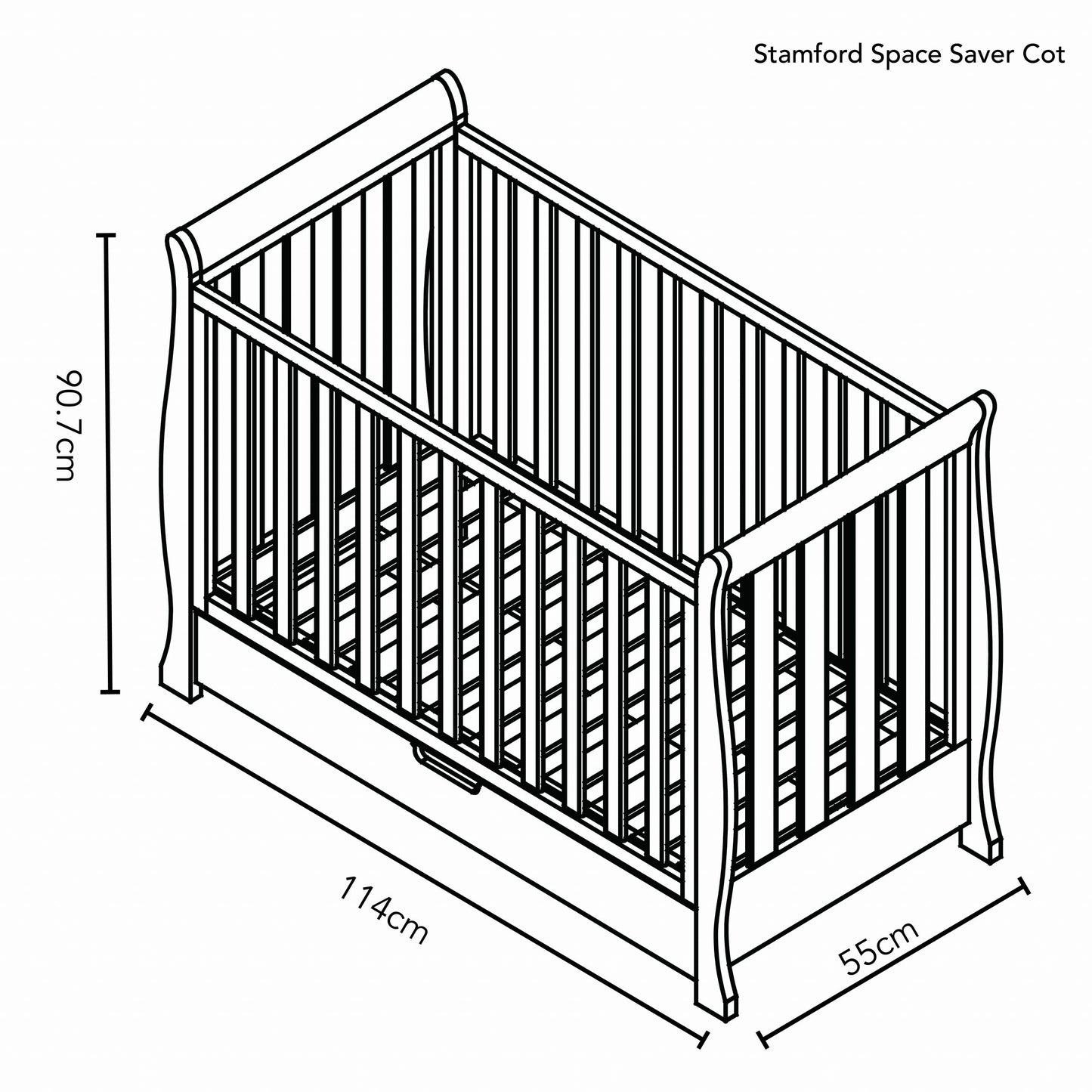 Obaby Stamford Space Saver 2 Piece Room Set - White 100 x 50